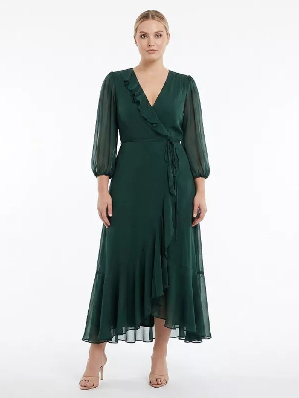 BRAND NEW WITH TAGS Maison Tara Deep Emerald Wrap Midi Dress SIZE 12